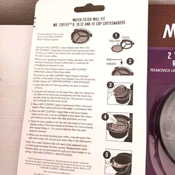 Mr. Coffee Replacement Water Filter Disc Lot Of 3 -SIX Filters Total-New - Picture 4 of 6
